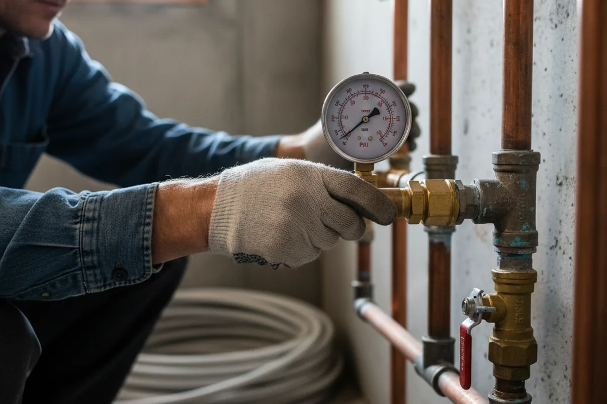 Pressure testing a repaired line during Water Line Repair in Rio Vista